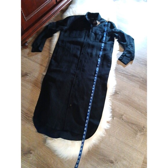 NWT Lauren Ralph Lauren Women's Size 4 Linen Blend Black Maxi Shirt Dress - Picture 11 of 12
